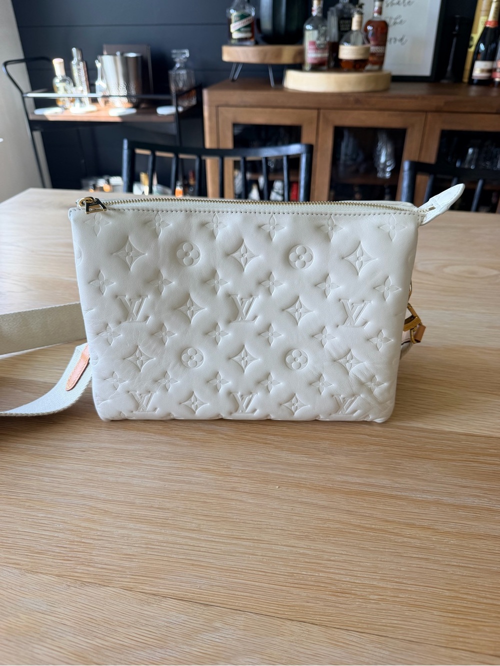 Louis Vuitton Cream Embossed Monogram Chain & Canvas Strap Crossbody - Picture 2 of 6